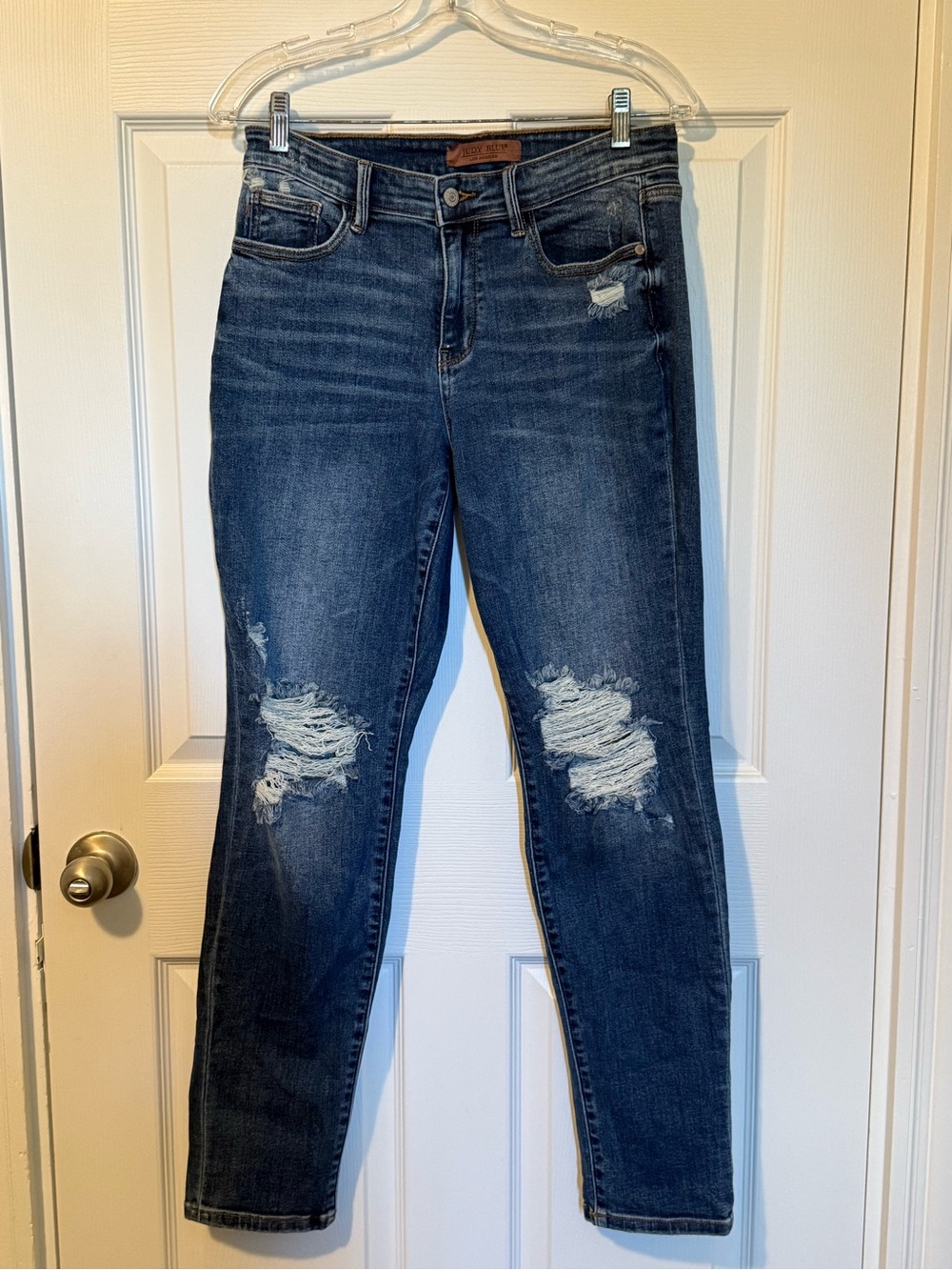 Judy Blue Dark Blue Distressed Skinny Jeans